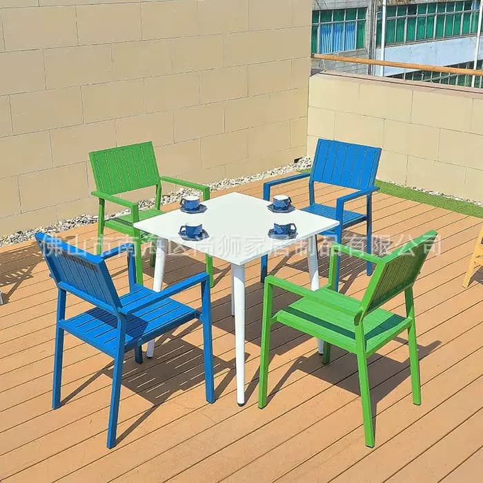 Tables et chaises de patio extérieur balcon café en plein air coloré tout en aluminium loisirs table et chaise
