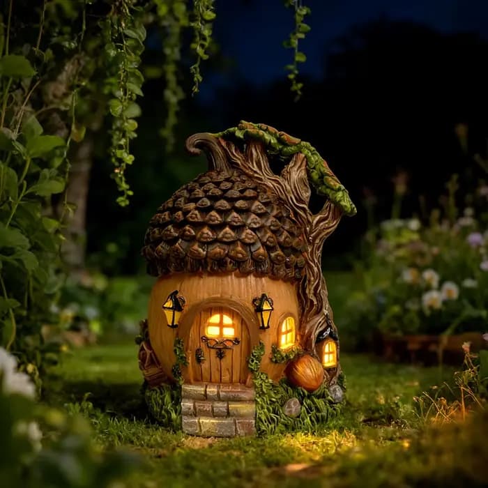 Maison de jardin féérique solaire avec lumières LED