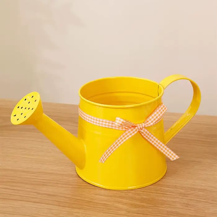 Mini arrosoir 1L en métal avec tête de pulvérisation et ruban à carreaux