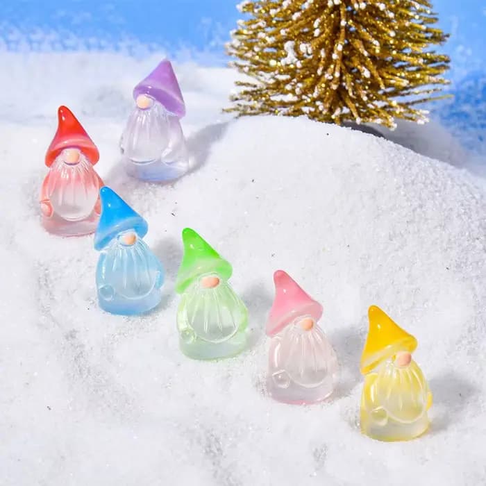 6 mini-gnomes lumineux pour jardin féerique