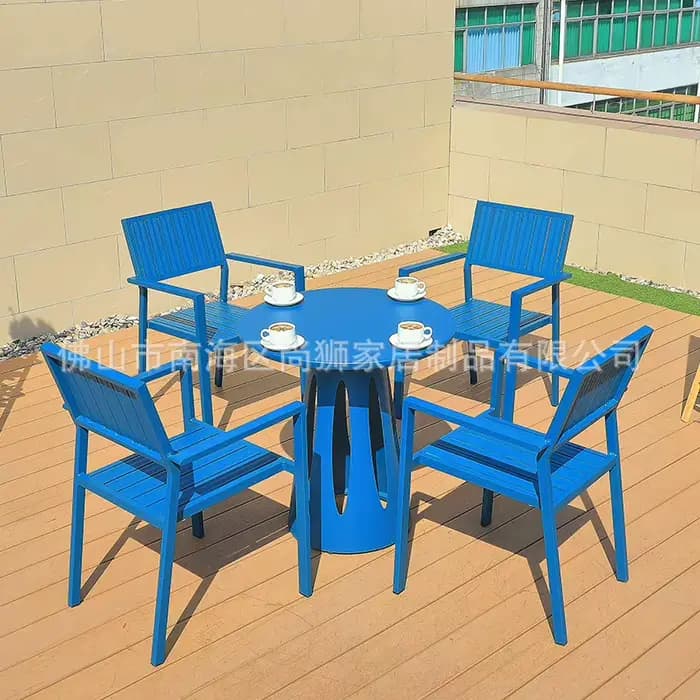 Tables et chaises de patio extérieur balcon café en plein air coloré tout en aluminium loisirs table et chaise