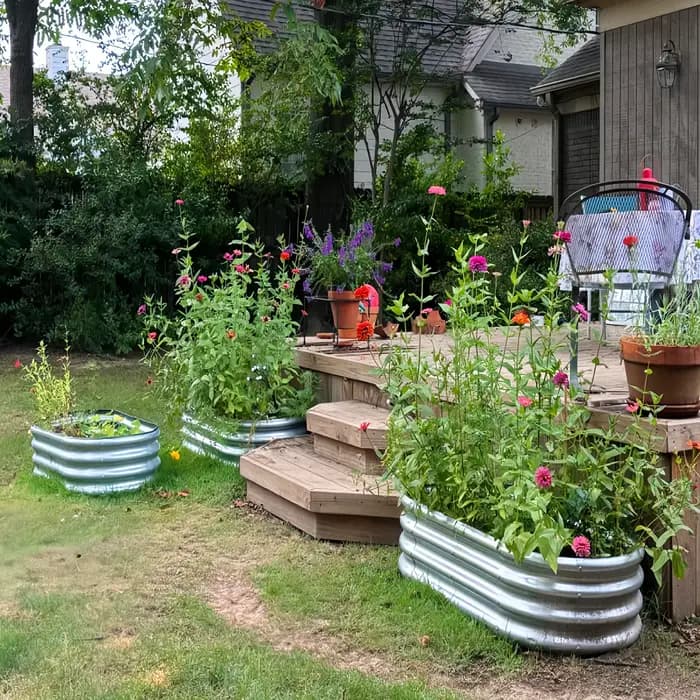 Stock Design classique grand 4x2x1ft Kit de lit de jardin surélevé galvanisé boîte de jardinière ovale en métal pour la plantation de plantes de légumes