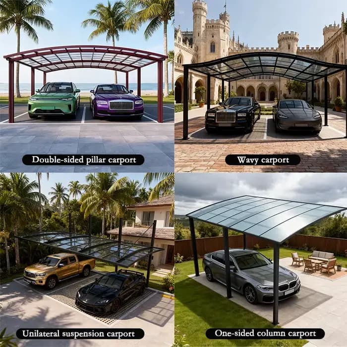 Carport de voiture robuste en alliage d'aluminium de qualité supérieure