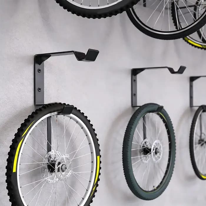Support mural robuste en acier pour 2 pneus de vélo
