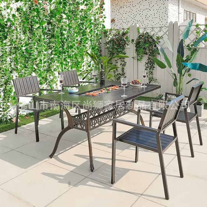 Tables et chaises de patio extérieur balcon café en plein air coloré tout en aluminium loisirs table et chaise