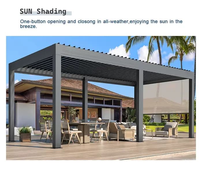 Pergola en aluminium de luxe à lames orientables