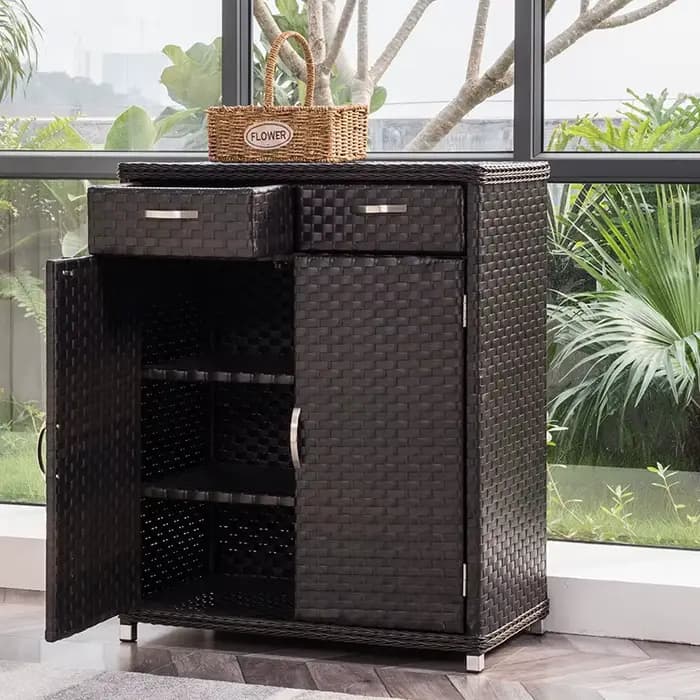 Armoire à chaussures de balcon en rotin moderne