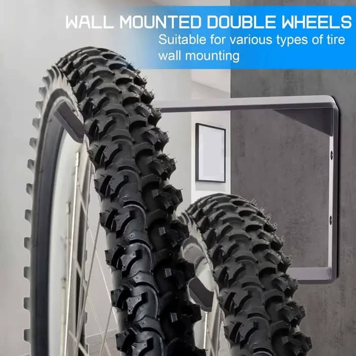 Support mural robuste en acier pour 2 pneus de vélo