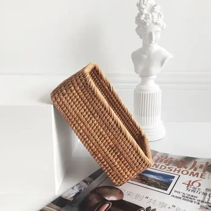 Panier de rangement rectangulaire en rotin et osier