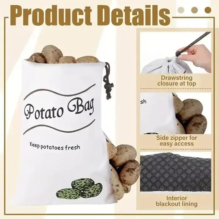 Sac de rangement pour pommes de terre et oignons