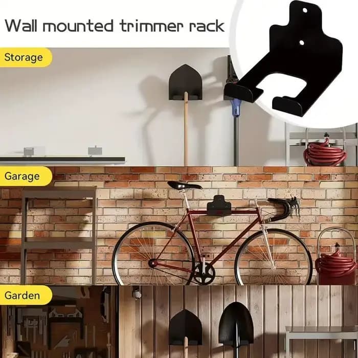 Support mural pour outils de jardinage : organiseur de garage pour débroussailleuses
