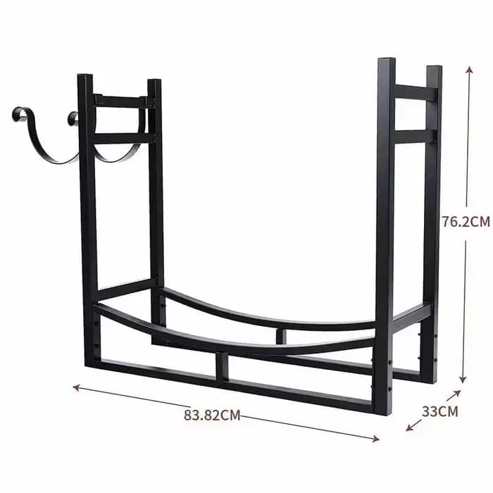 Support de stockage de bois de chauffage en fer forgé noir