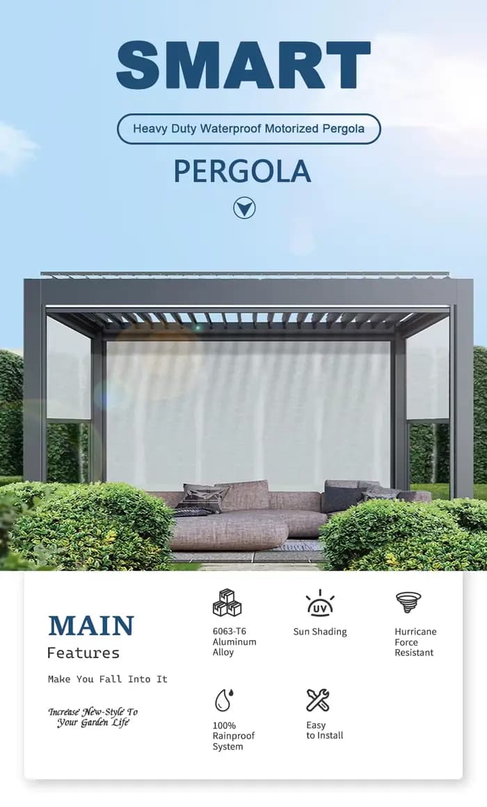 Pergola en aluminium de luxe à lames orientables