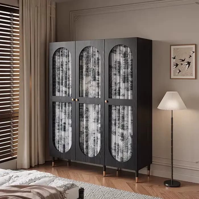 Armoire De rangement en verre moderne en bois Vintage noir chambre