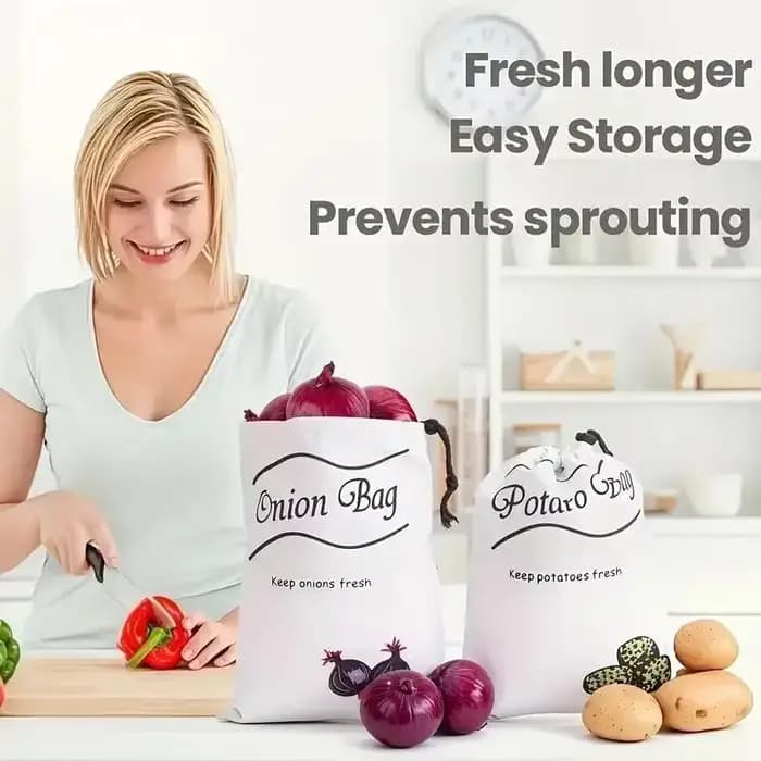 Sac de rangement pour pommes de terre et oignons