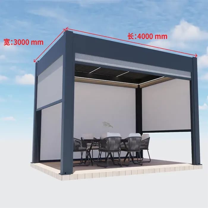 Pergola bioclimatique en aluminium 3x4m/10x13 pieds