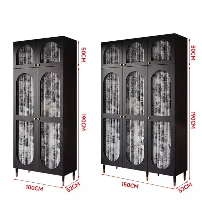 Armoire De rangement en verre moderne en bois Vintage noir chambre