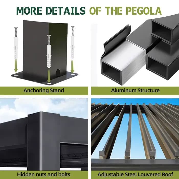 Pergola motorisée en aluminium à lames orientables pour jardin
