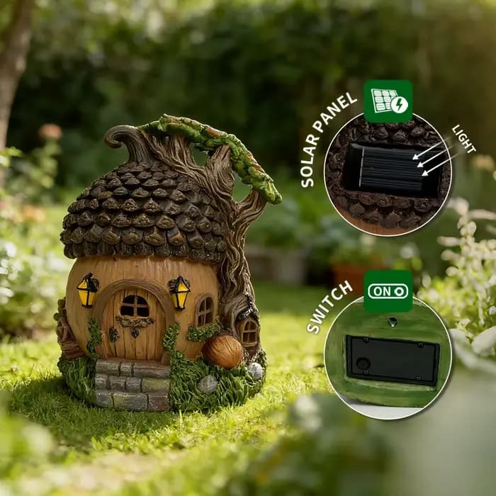 Maison de jardin féérique solaire avec lumières LED