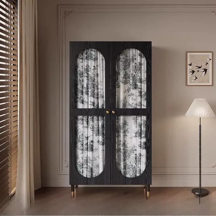Armoire De rangement en verre moderne en bois Vintage noir chambre