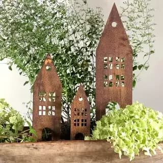 Ensemble de 3 inserts de jardin en métal de style rustique