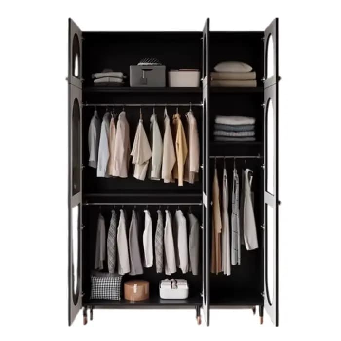 Armoire De rangement en verre moderne en bois Vintage noir chambre