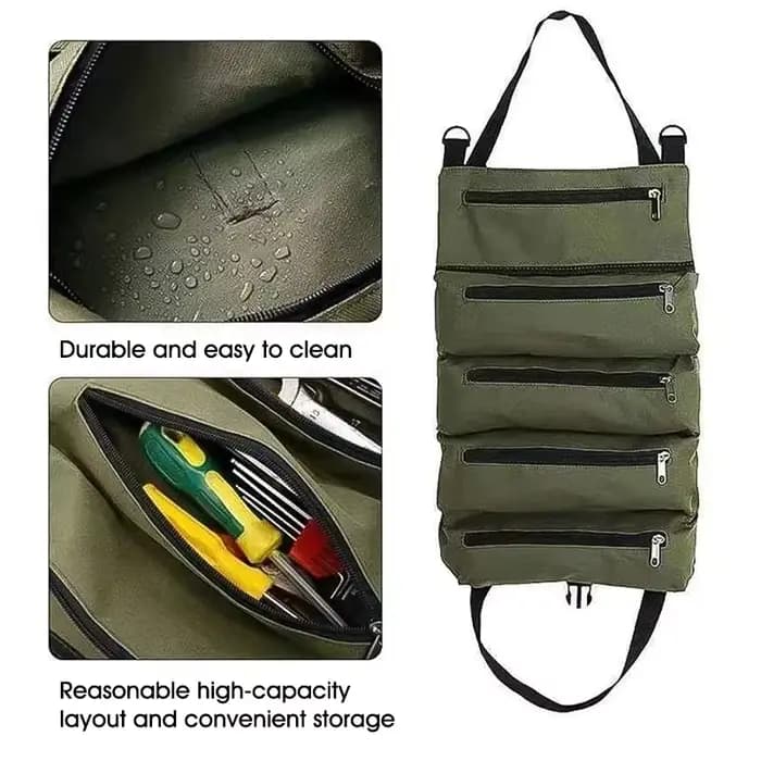 Sac à outils enroulable robuste - Organisateur multi-outils en tissu Oxford