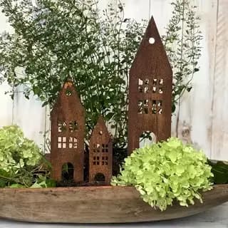Ensemble de 3 inserts de jardin en métal de style rustique