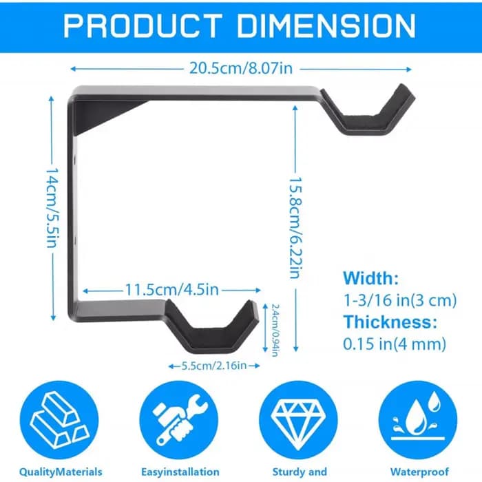 Support mural robuste en acier pour 2 pneus de vélo