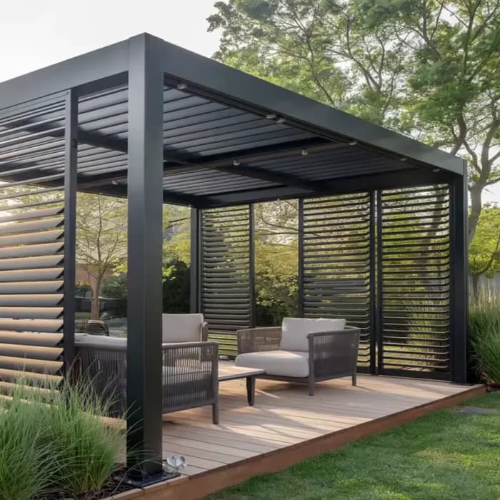 Pergola en aluminium moderne extérieure persienne toit Gazebo pare-soleil étanche pavillon pour jardin Patio