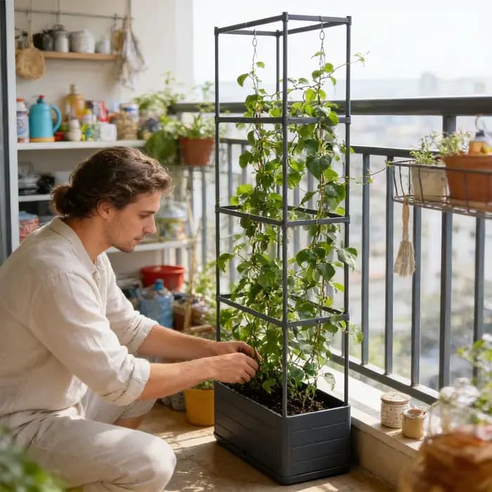 Tour de culture verticale pour tomates avec treillis