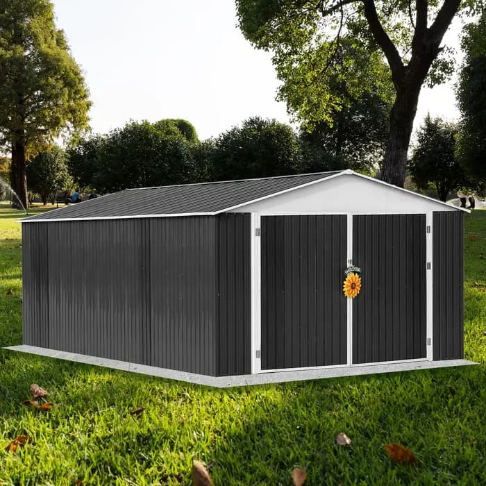 Abri de jardin en métal 12x19 pieds, personnalisable, pour cour arrière