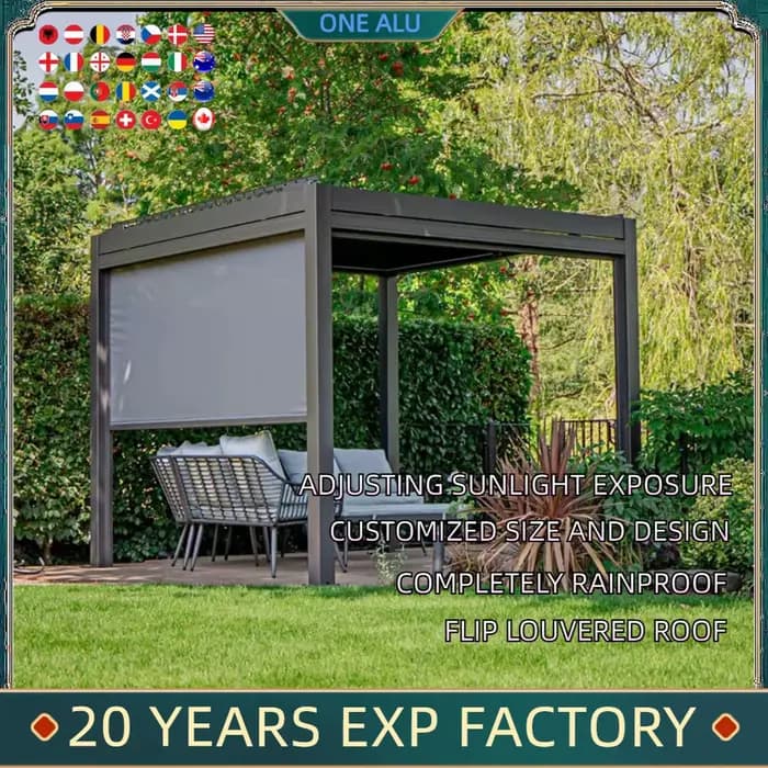 Pergola bioclimatique en aluminium 3x4m/10x13 pieds