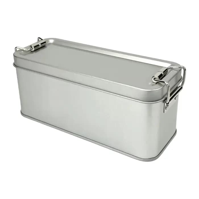 Boîte en métal avec couvercle, conteneur de rangement rectangulaire vide, organisateur multi-usages pour cosmétiques, biscuits, bijoux, bureau, école
