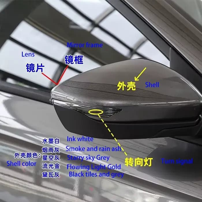 Pour Geely Emgrand / Vision S1 2018–2025 – Boîtier de rétroviseur extérieur de voiture avec lentille