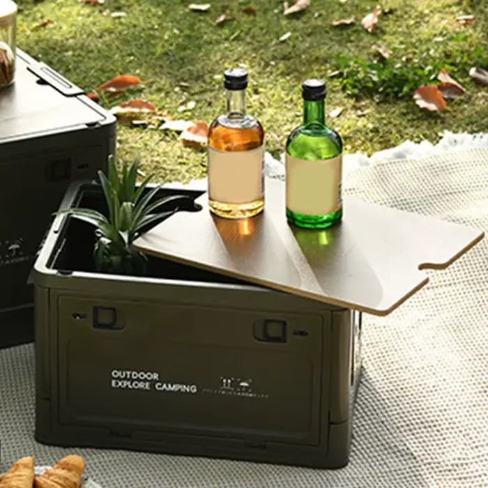 Bac de rangement pliable extérieur 20/30 avec couvercle en bois