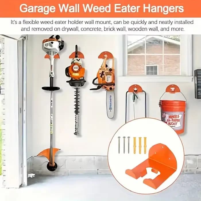 Nouveau support mural pour tondeuse et outils de jardin – Organisateur de garage pour débroussailleuses