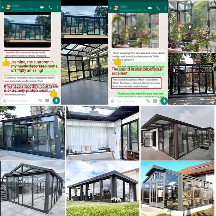 Véranda murale en aluminium sur mesure avec cloison en verre pour patio et jardin en hiver, idéale pour cour arrière, balcon, terrasse, véranda