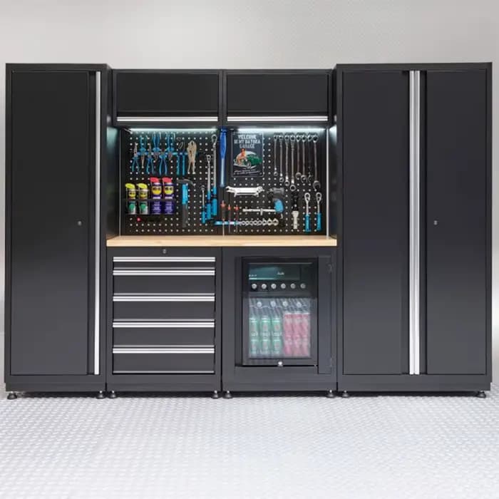Banc de travail complet pour garage avec armoire à outils et tiroirs