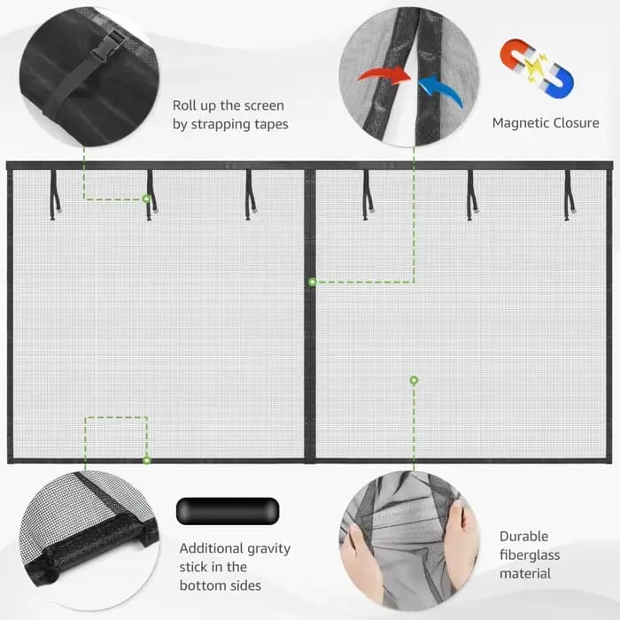 Portes Moustiquaires de Garage pour 2 Voitures
