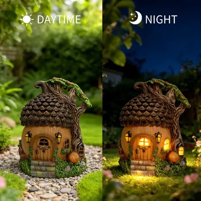 Maison de jardin féérique solaire avec lumières LED