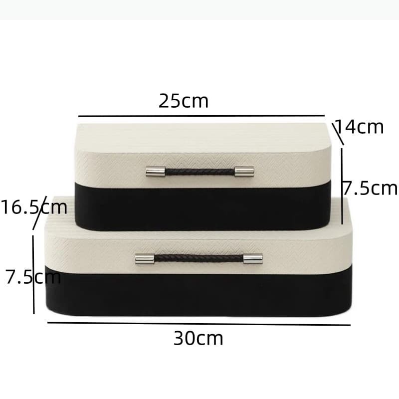 Boîte de rangement en bois et cuir, boîte rectangulaire en bois, organisateur de rangement, ornement