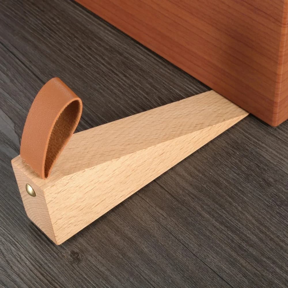 1/2 pièces Cale de porte en bois massif antidérapante et anti-collision durable pour la protection d