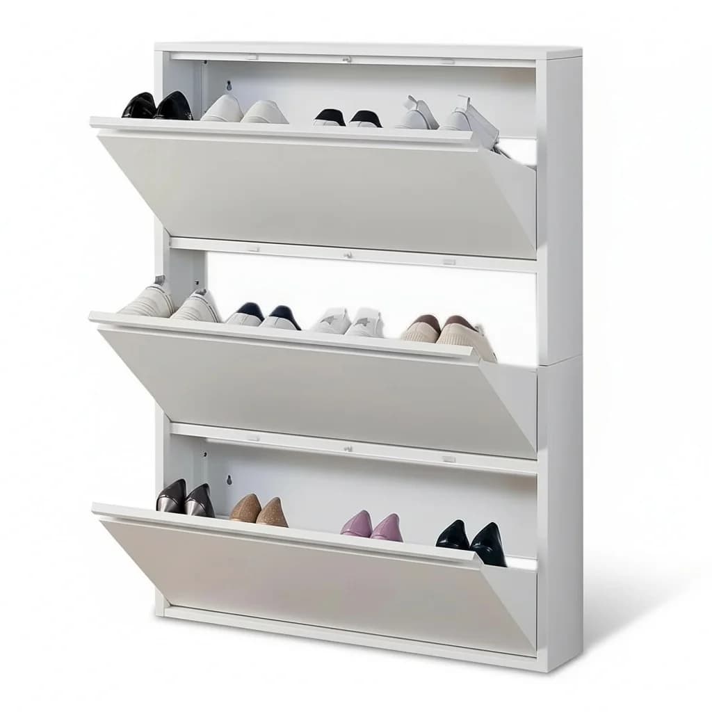 Armoire à chaussures avec 3 tiroirs rabattables, étagère à chaussures dissimulée en MDF, rangement m