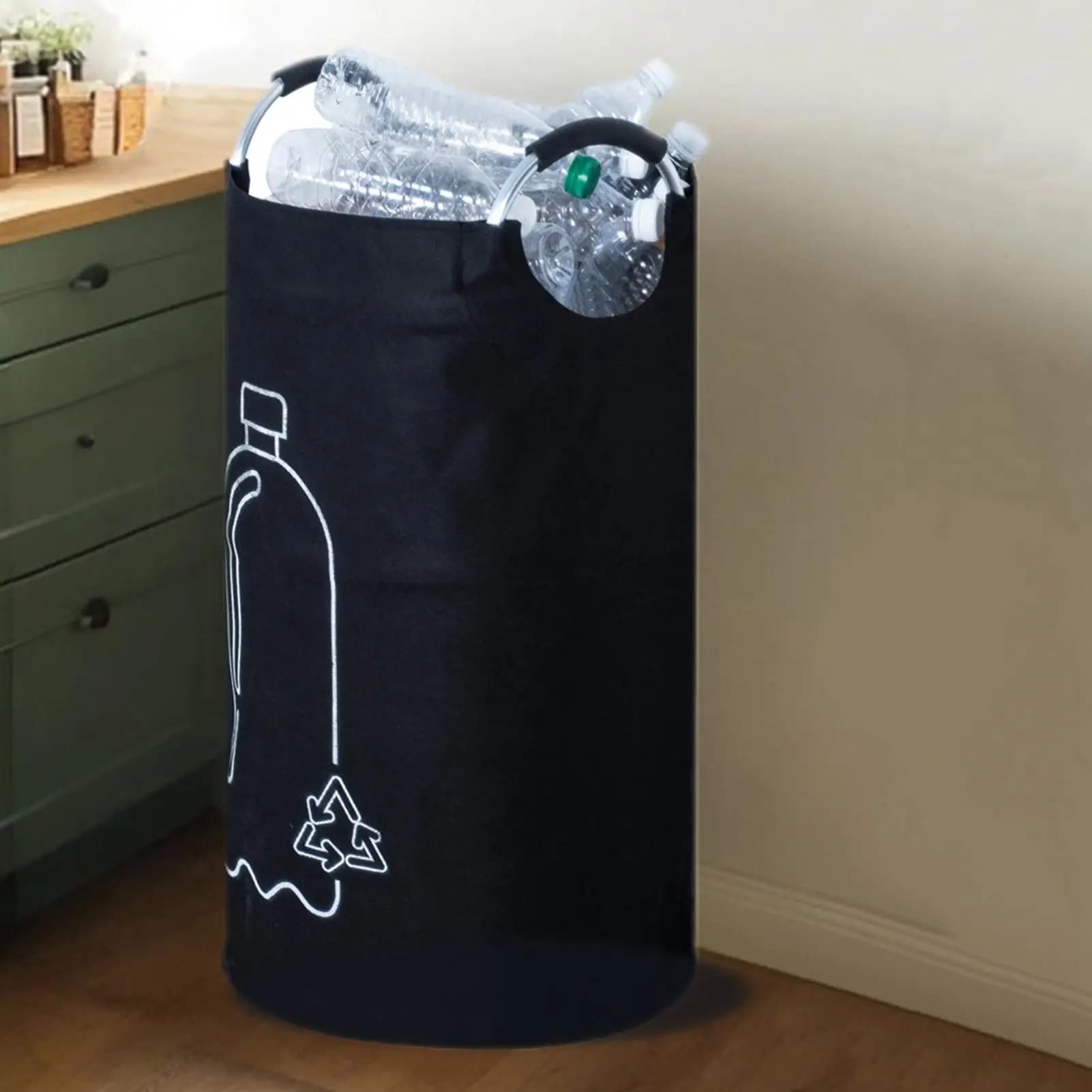 Sac de rangement pour bouteilles, poubelle de recyclage de 82l avec poignée en aluminium, panier à linge, poubelle pliable pour salle de bain, dortoir, cuisine, maison
