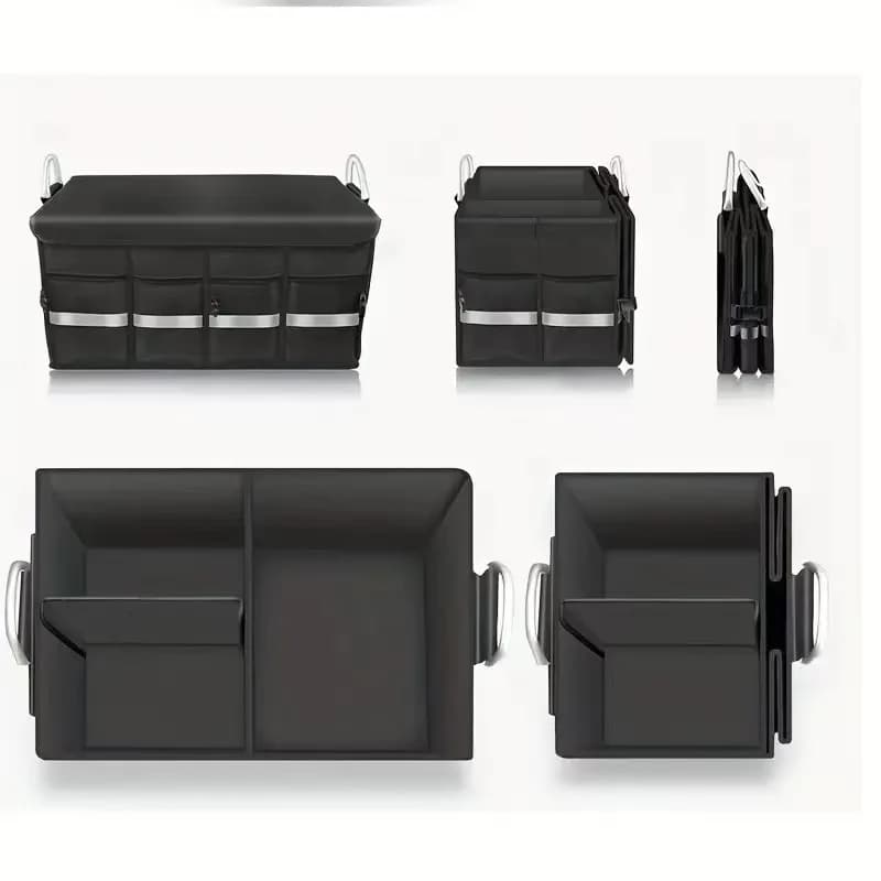 Boîte de rangement pour coffre de voiture, pratique, imperméable, antidérapante, pliable, avec poignée en aluminium et bande réfléchissante