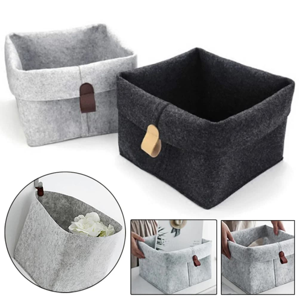 Panier de rangement en feutre, boîte organisateur de bureau, organisateur multifonction, rangement pour vêtements, magazines, noir gris, décoration intérieure