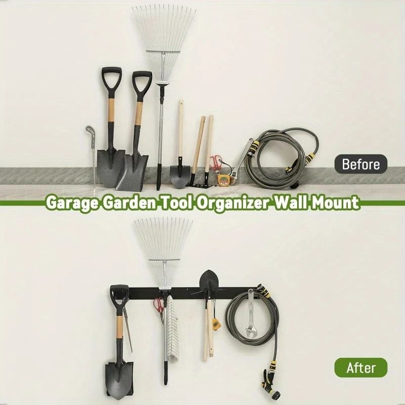 Support de rangement d'outils en métal, porte-outils de jardin de Garage mural avec vis d'installation pour pelles, houes et outils de jardinage