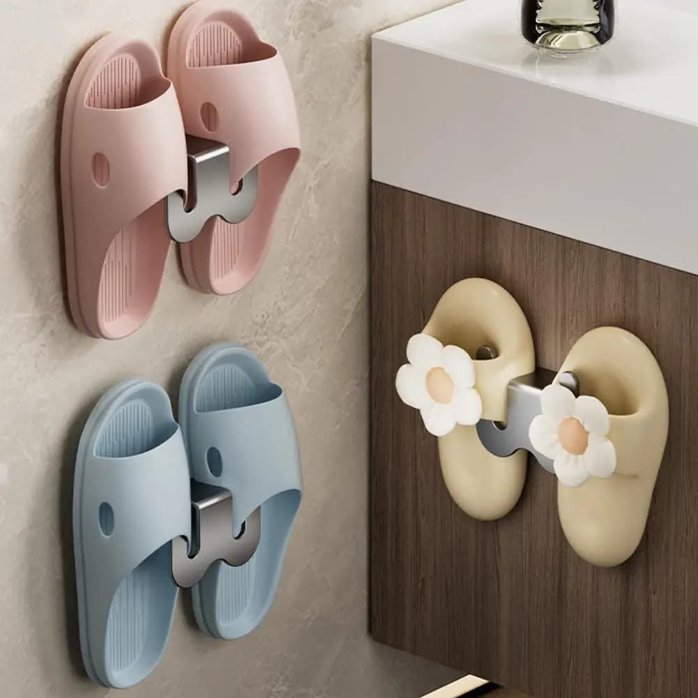 Support mural de rangement pour chaussures, gain de place, pour salle de bain, sans perçage, étanche, pour sandales, crochet de séchage pour chaussures