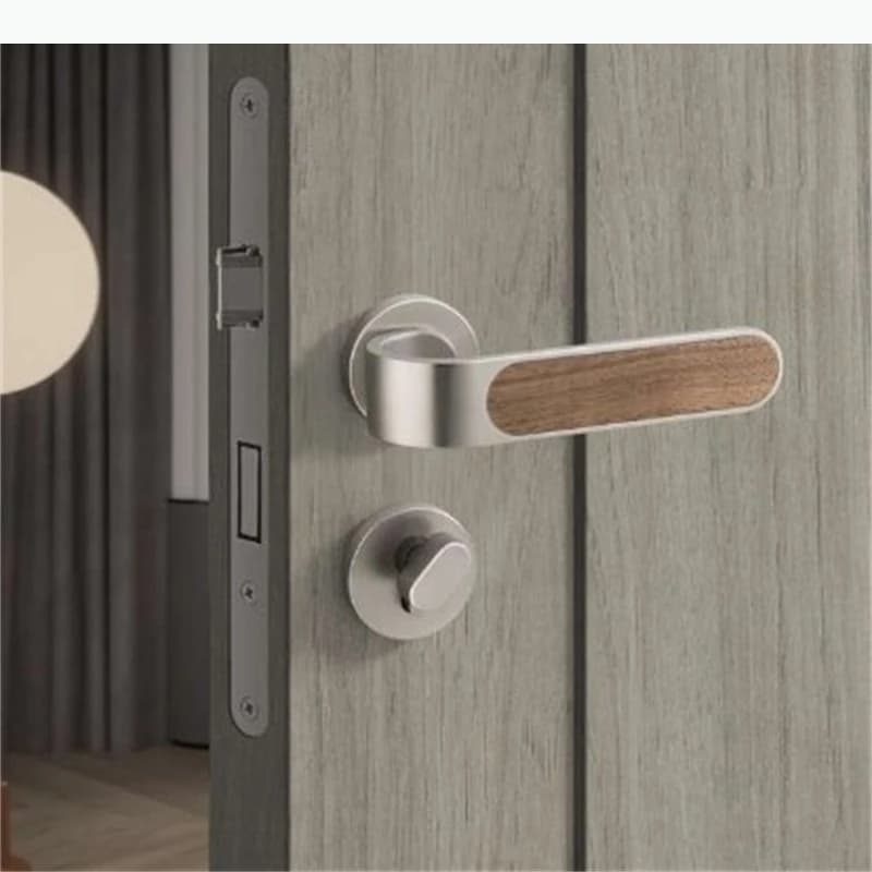 Serrure de porte universelle en métal à poignée en bois, silencieuse, pour usage domestique, sécurité pour salon, accessoires de quincaillerie de porte